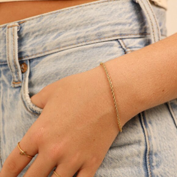 3 MM Silver Gold Rope Chain Bracelet – Hypoallergenic, Tarnish & Water-Resistant - Picture 3 of 3